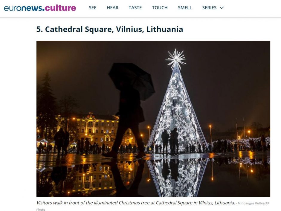 Vilniaus Kalėdų eglė – pasaulio žiniasklaidos įspūdingiausių eglučių sąrašuose
