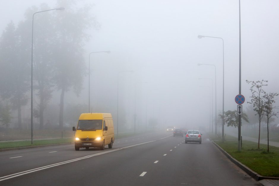 Kelininkai įspėja: Alytaus apylinkėse eismo sąlygas sunkina rūkas