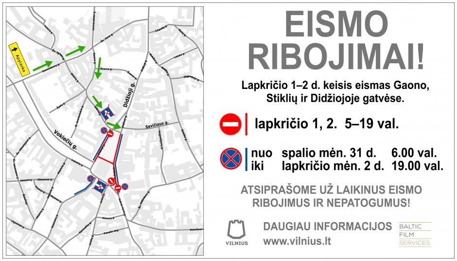 Sostinėje – kino filmavimai: bus eismo ribojimų