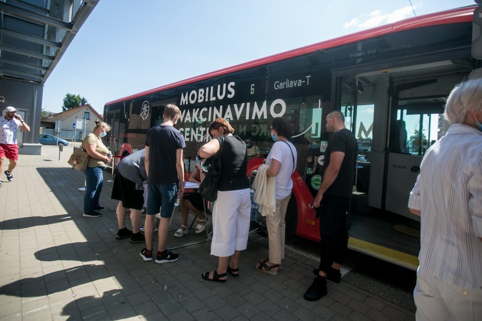 Kitą savaitę skiepų autobusas lauks aštuoniose stotelėse, kai kurie galės gauti ir trečią dozę 