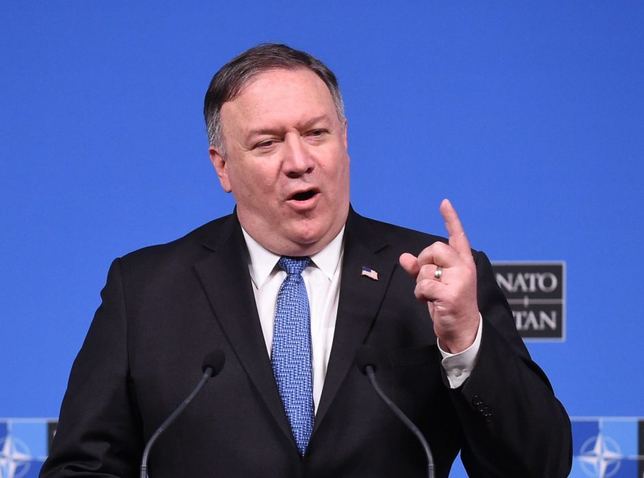 Vokietijoje viešintis M. Pompeo švelnina toną, siekdamas sumažinti įtampą