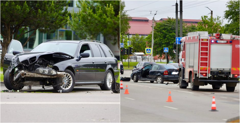 Smarki avarija Pramonės prospekte: automobiliai – suknežinti, sužalota moteris