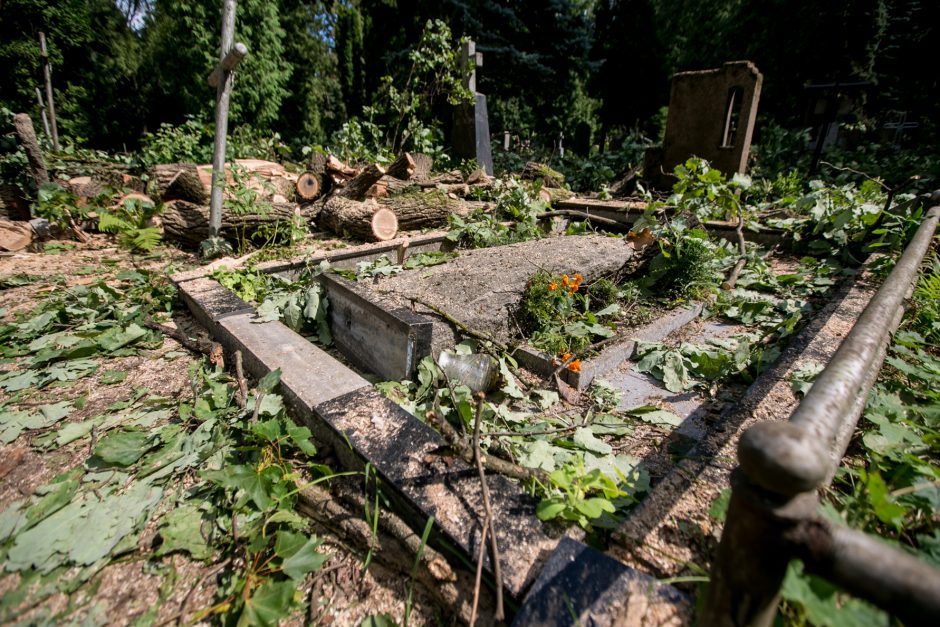 Audros padariniai Eigulių kapinėse: vaizdas – kaip po karo