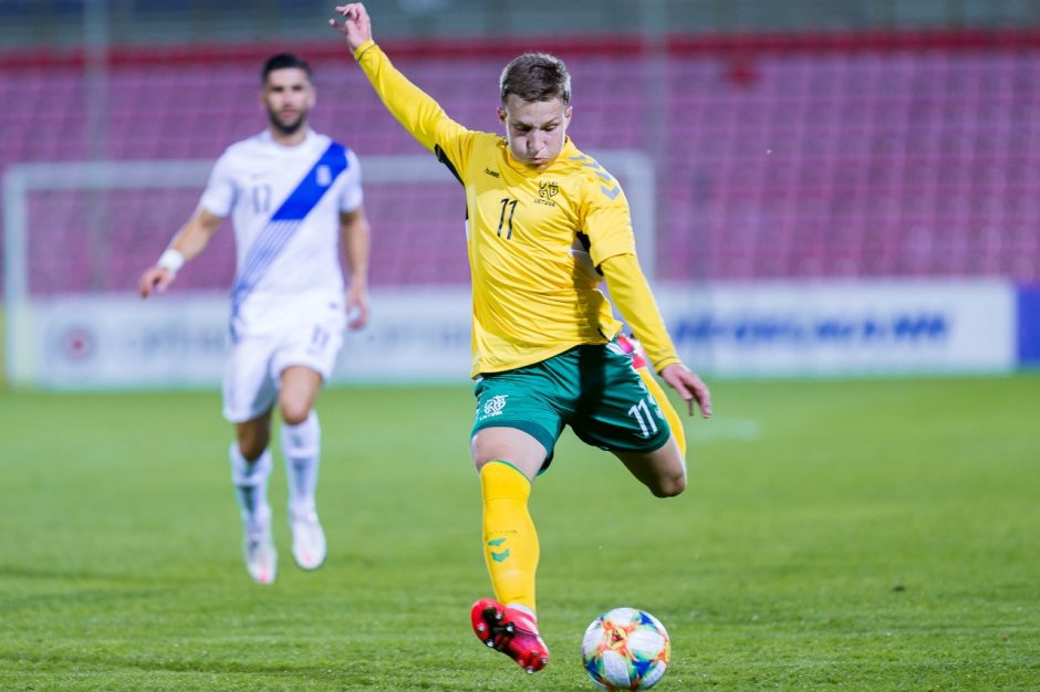 Puikų žaidimą demonstravusi Lietuvos jaunimo futbolo rinktinė nugalėjo Graikiją