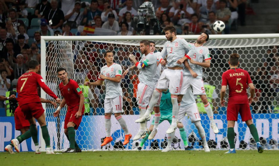 Portugalijos ir Ispanijos futbolininkų susitikimas baigėsi lygiosiomis