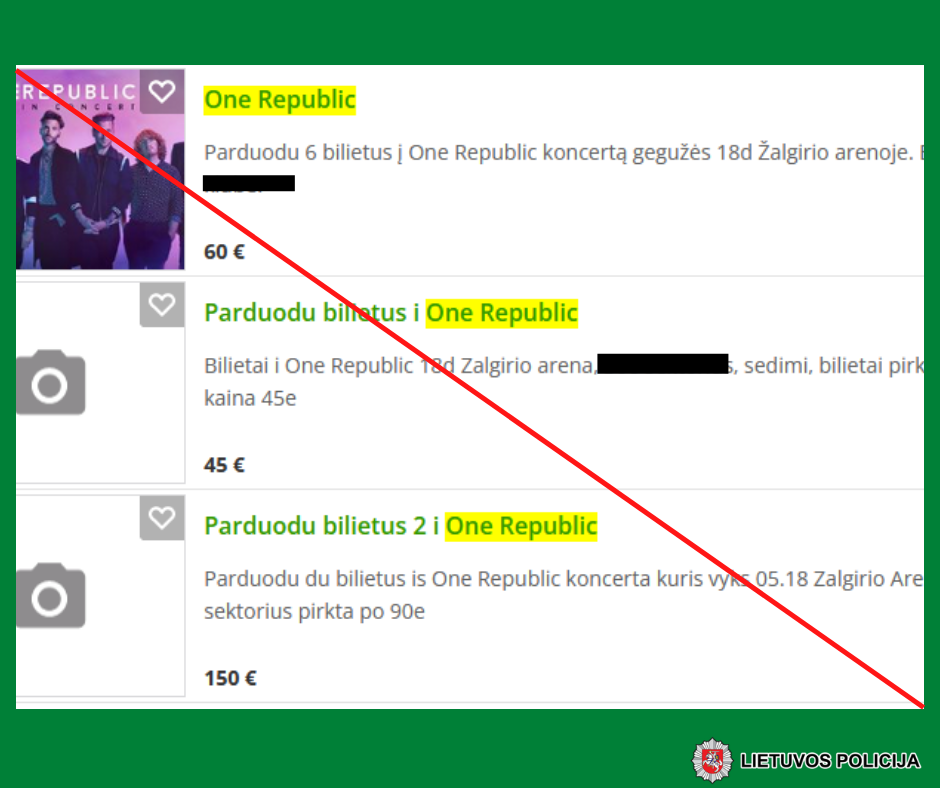 Policijos virtualus patrulis: atsirado apgautų perperkant bilietus iš kitų asmenų į koncertą
