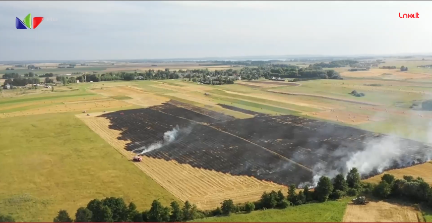 Alytaus rajone degė ražienų laukas