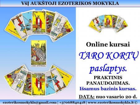 Skelbimas - Online KURSAI | TARO KORTŲ PASLAPTYS. PRAKTINIS PANAUDOJIMAS.