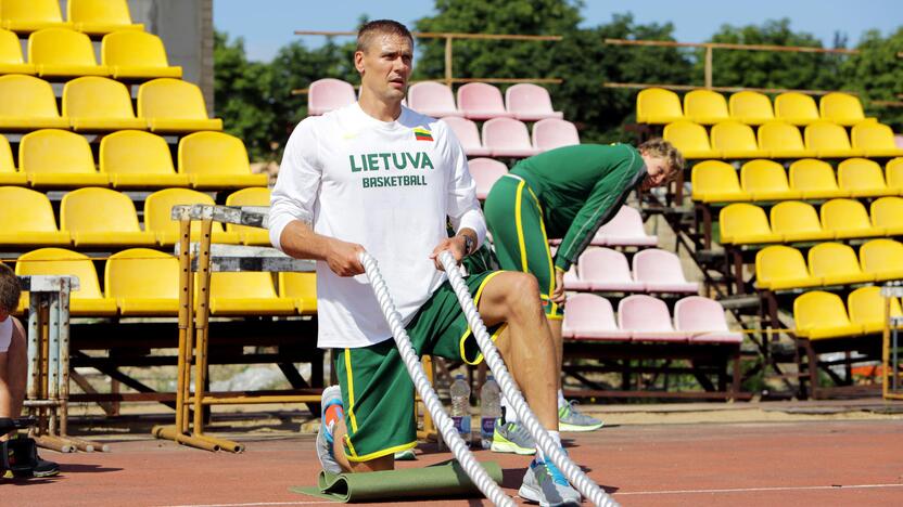 Lietuvos krepšinio komandos treniruotė