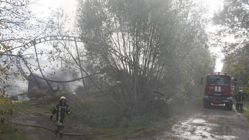 Klaipėdos rajone liepsnoja šieno prikrautas angaras