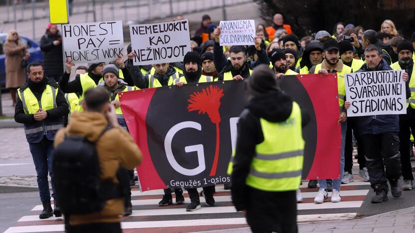 S. Dariaus ir S. Girėno stadioną stačiusių turkų protesto akcija