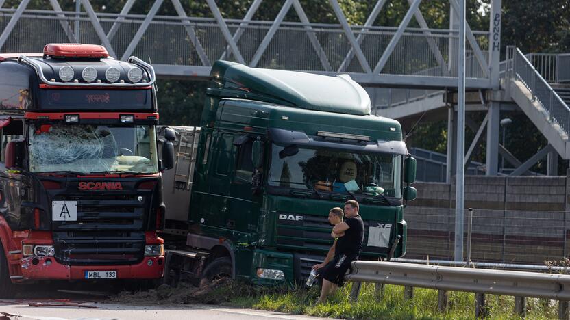 Žiauri avarija ties Vieviu: susidūrė du vilkikai, vienas jų užmušė kelininką