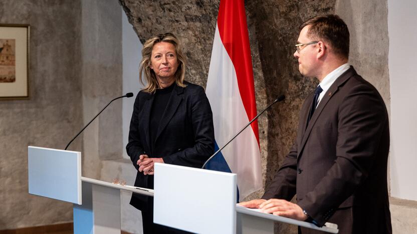 L. Kasčiūno ir Nyderlandų gynybos ministrės K. Ollongren spaudos konferencija