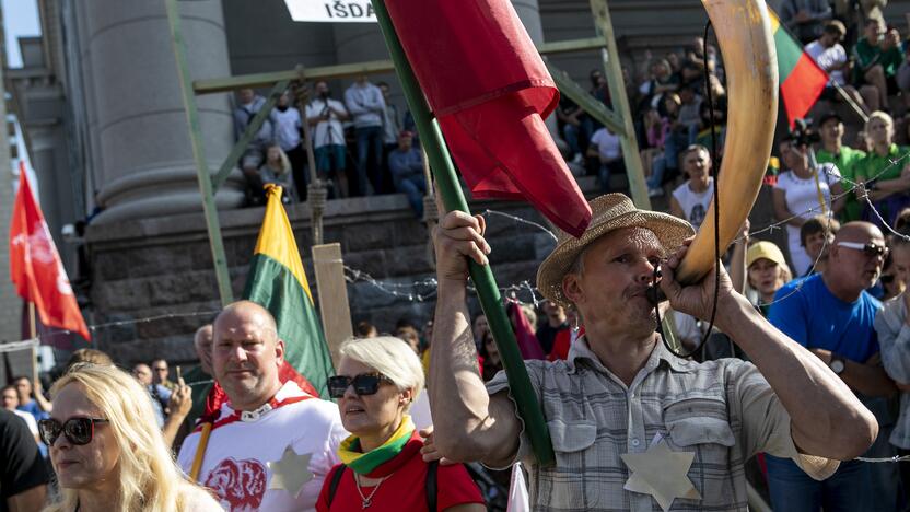 Protestas prie Seimo prieš COVID-19 ribojimus