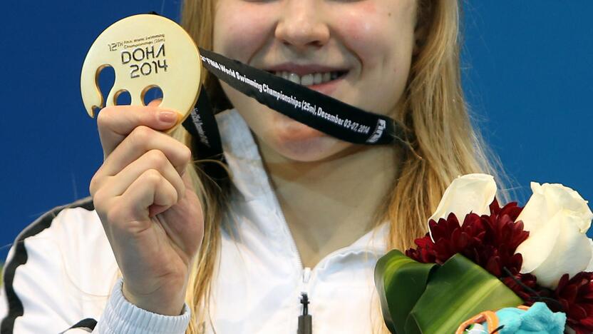 2014 m. plaukikė Rūta Meilutytė Katare apgynė pasaulio čempionės titulą 50 metrų nuotolyje krūtine.