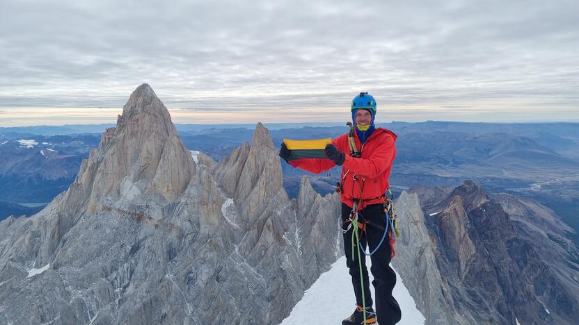 Dedikacija: alpinistas M. Gružauskas džiaugiasi, kad galėjo iškelti Lietuvos trispalvę ant Cerro Torre viršūnės Patagonijoje.