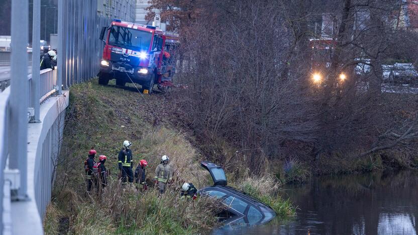 Į upę ties Grigiškėmis įlėkė automobilis