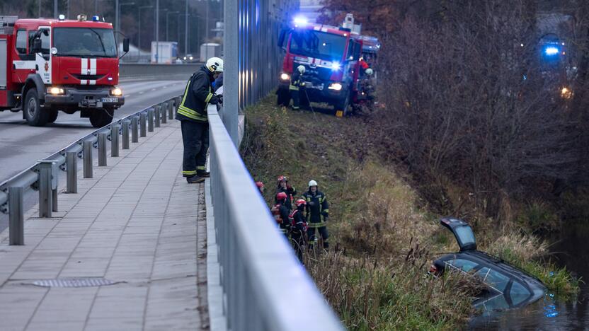 Į upę ties Grigiškėmis įlėkė automobilis