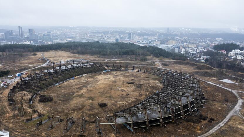 Vilniuje griaunamos Nacionalinio stadiono konstrukcijos