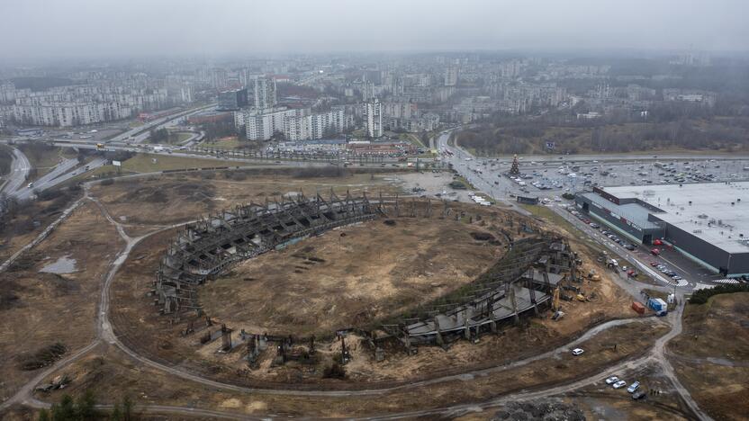 Vilniuje griaunamos Nacionalinio stadiono konstrukcijos