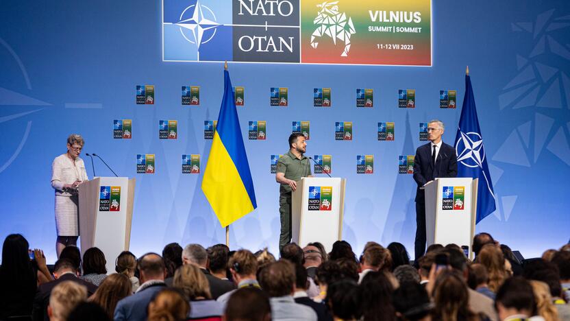 V. Zelenskio spaudos konferencija NATO viršūnių susitikime Vilniuje