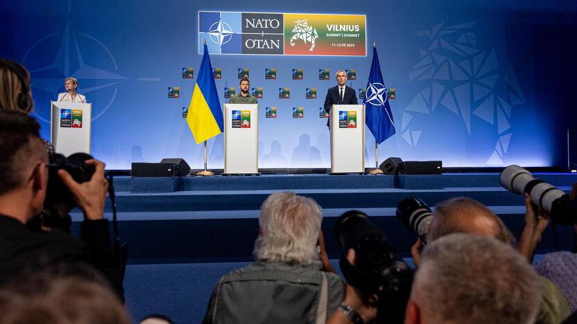 V. Zelenskio spaudos konferencija NATO viršūnių susitikime Vilniuje