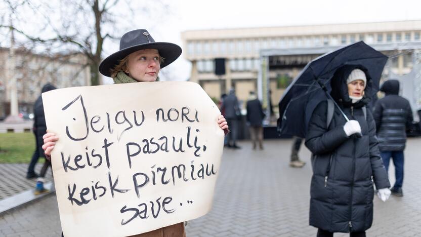 Prie Seimo – protestas dėl plynųjų miškų kirtimų