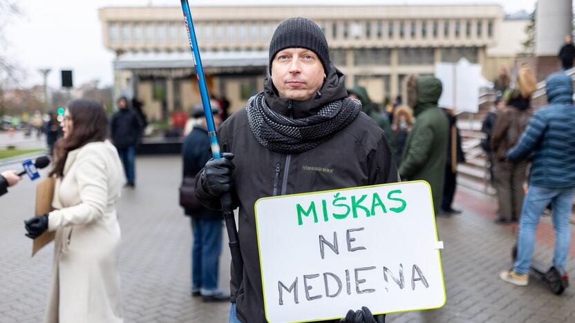 Prie Seimo – protestas dėl plynųjų miškų kirtimų