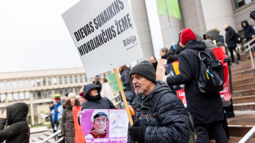 Prie Seimo – protestas dėl plynųjų miškų kirtimų