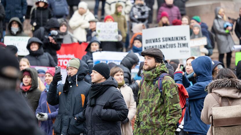 Prie Seimo – protestas dėl plynųjų miškų kirtimų