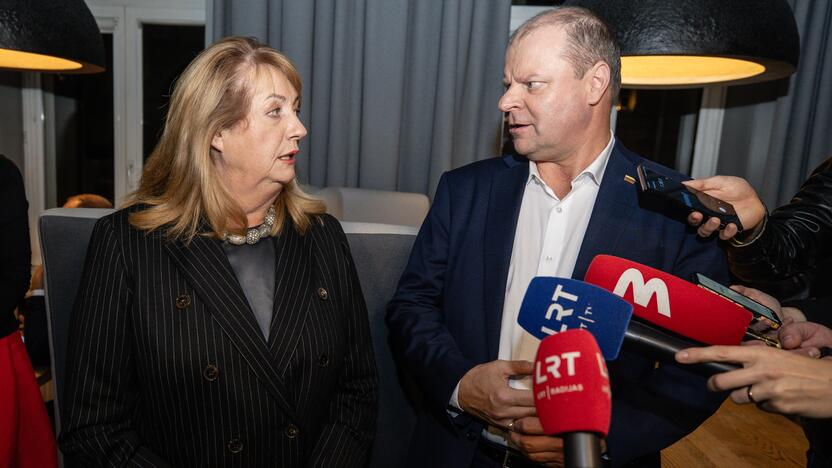 S. Skvernelis atvyko į LSDP štabą susitikti su V. Blinkevičiūte