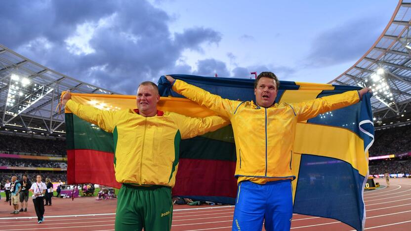 Konkurentai: prieš dvejus metus kovoje dėl pasaulio čempionato aukso medalio A.Gudžius numetė diską 2 cm toliau nei D.Stahlis.