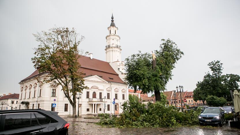 Po alinančios kaitros Kauną nuplovė liūtis