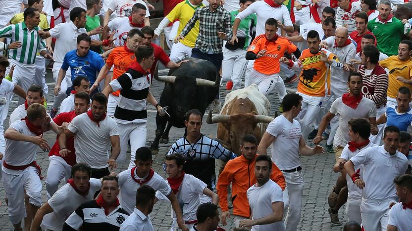 Pirmasis San Fermino festivalio bulių bėgimas