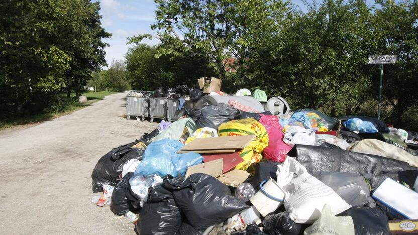 "Agluonos" soduose įvažiuojančiuosius pasitinka didžiulė šiukšlių krūva.