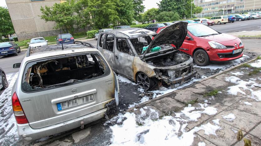 Šarkuvos g. sudegė du automobiliai