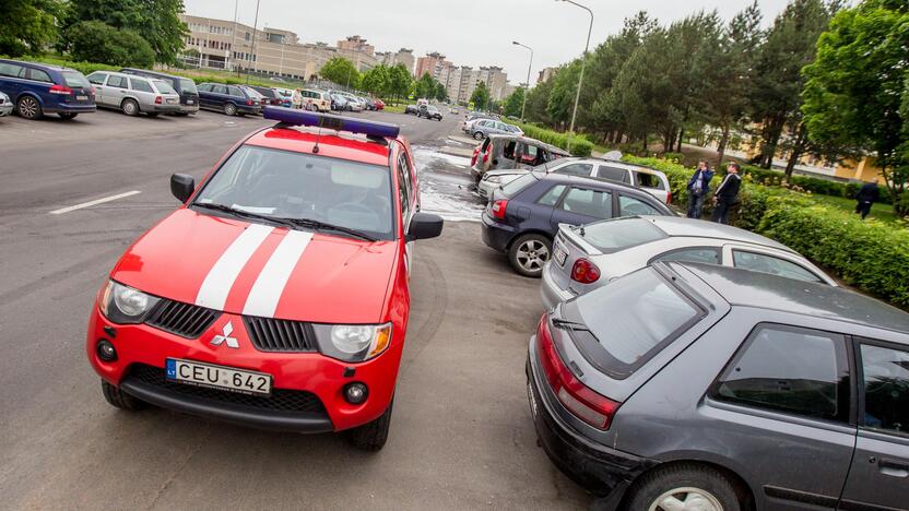 Šarkuvos g. sudegė du automobiliai