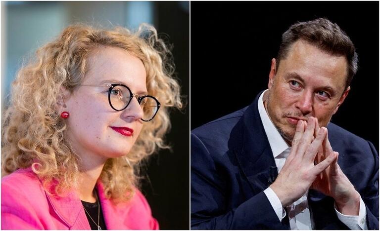 Iš kairės: Aušrinė Armonaitė ir „SpaceX“ įkūrėjas Elonas Muskas.