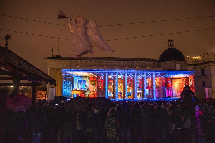 3D pasaka ant Vilniaus katedros sienos