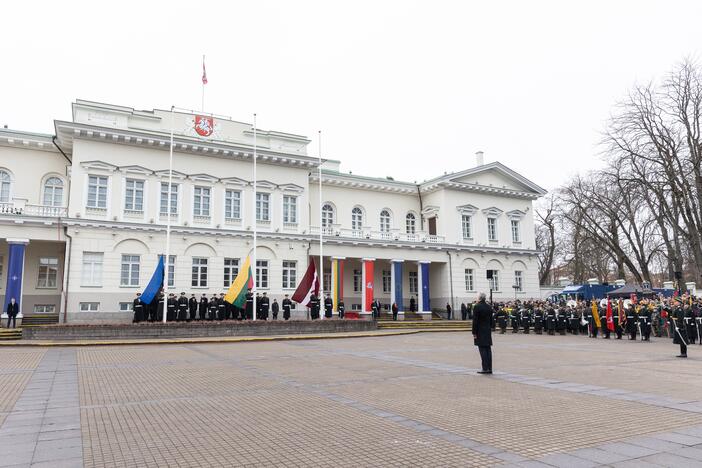 Trijų Baltijos valstybių vėliavų pakėlimas Daukanto aikštėje