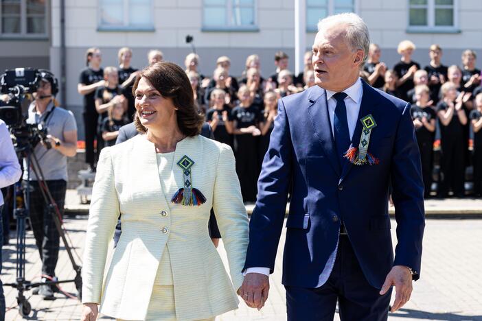 Dainų šventės vėliavos pakėlimo ceremonija Vilniuje