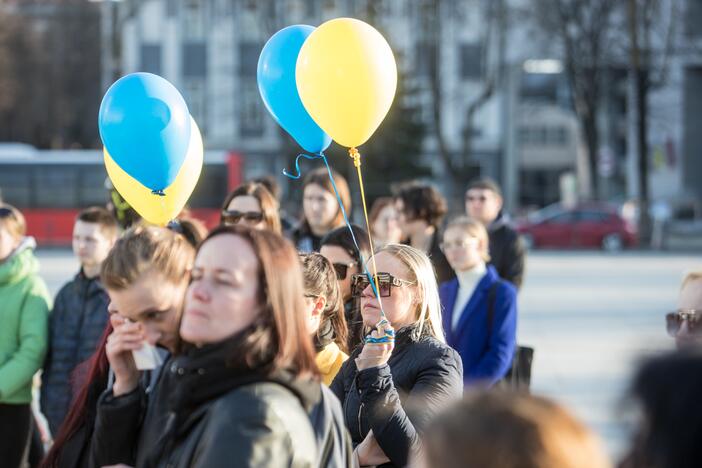 Ukrainos palaikymo akcija Vienybės aikštėje