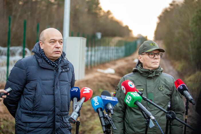 Spaudos konferencija prie Lietuvos ir Baltarusijos pasienio