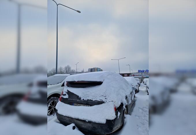 Pastebėjo: kai kurie vairuotojai savo automobilių nevalo tol, kol ištirpsta sniegas.