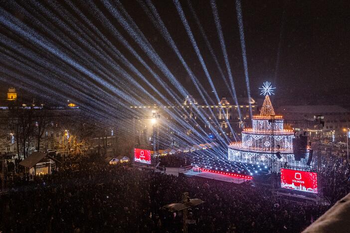 Sostinės Katedros aikštėje įžiebta Kalėdų eglė