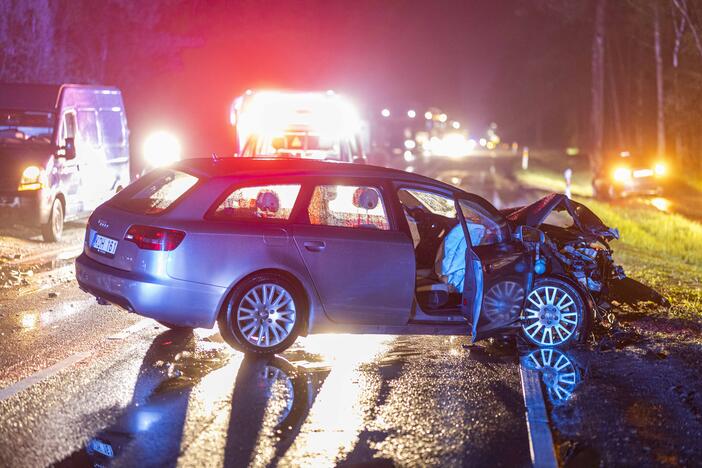 Nemenčinės plente – dviejų „Audi“ automobilių avarija