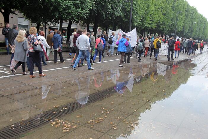 Protestivalio dalyviai okupuoja Miesto sodą