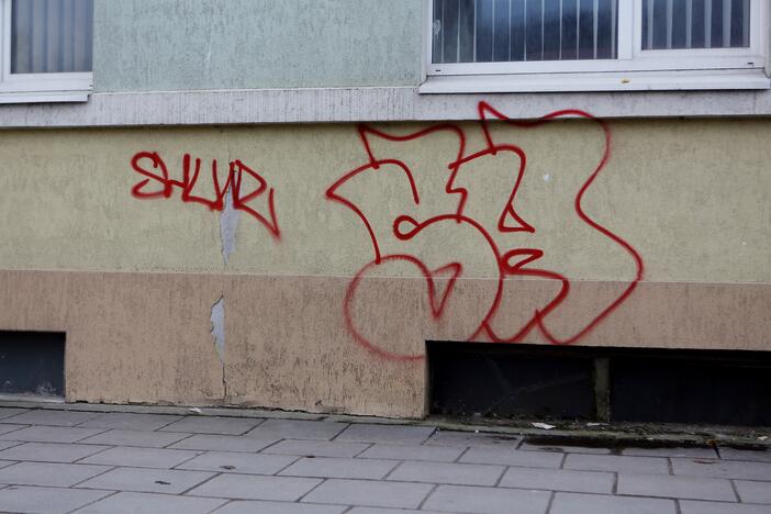 Grafitininkai apipaišė namų sienas