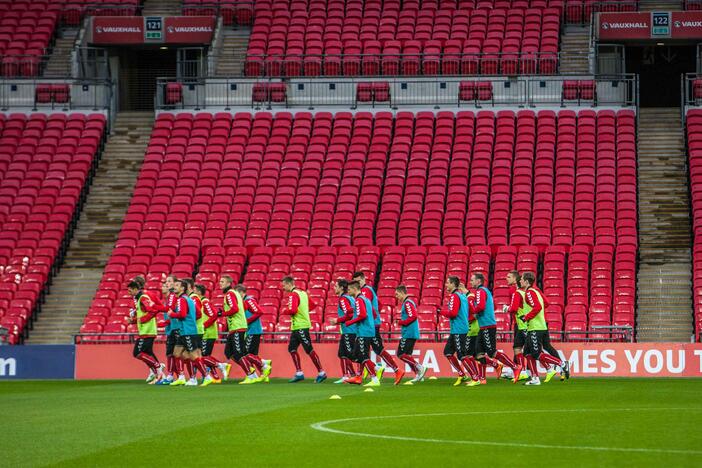 Lietuvos futbolo rinktinės treniruotė "Wembley" stadione