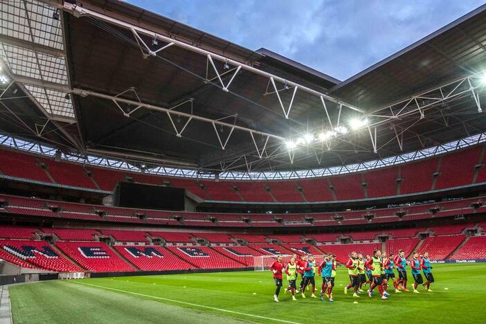 Lietuvos futbolo rinktinės treniruotė "Wembley" stadione